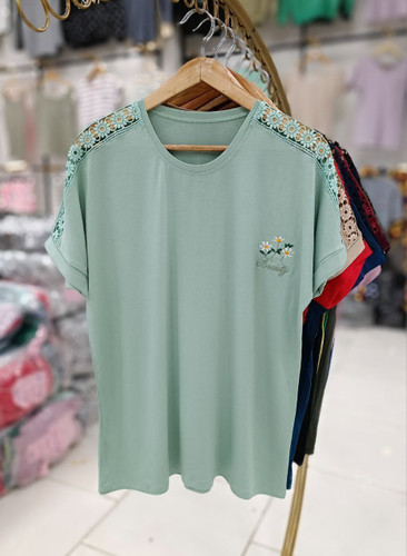 تیشرت گلدوزی استین گیپوری