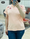 تیشرت کبریتی مدل گلدوزی نگار سه دکمه