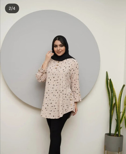 تونیک گل گچی مدل بسته یقه v جنس کراش