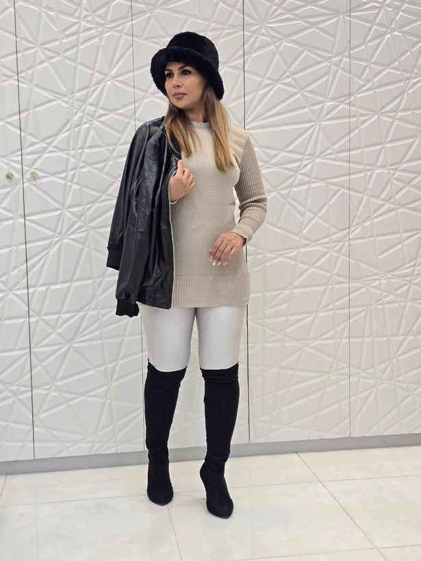 بلوز بافت استین کشی