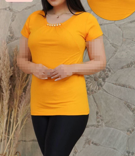 تیشرت زنانه مدل یقه مرواردیدی جنس سوپر نخ پنبه