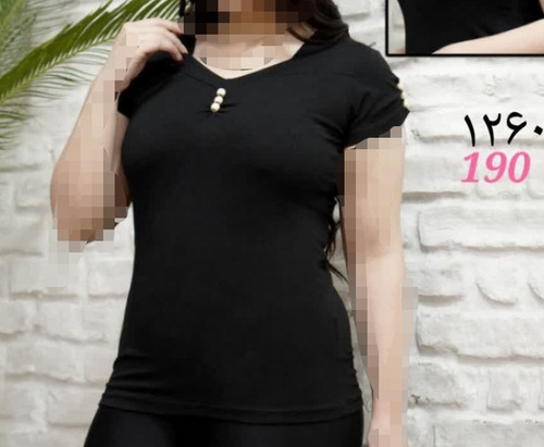 تیشرت زنانه مدل یقه هفت مرواردیدی استین کوتاه جنس سوپر نخ پنبه کیفیت عالی